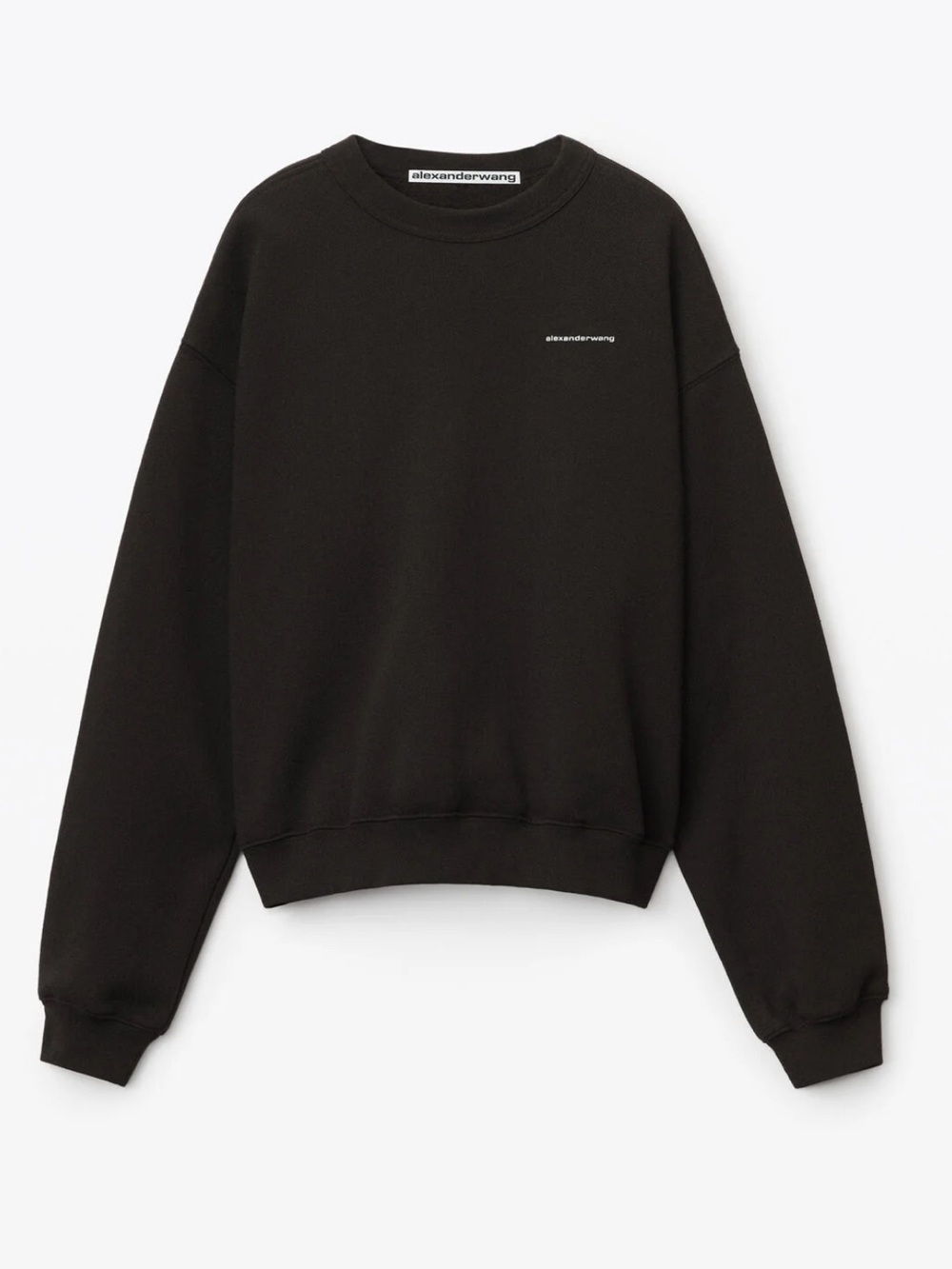 AlexanderWang Sweatshirt Unisex Size XL Black Cotton Crewneck Fleece Stretch Top